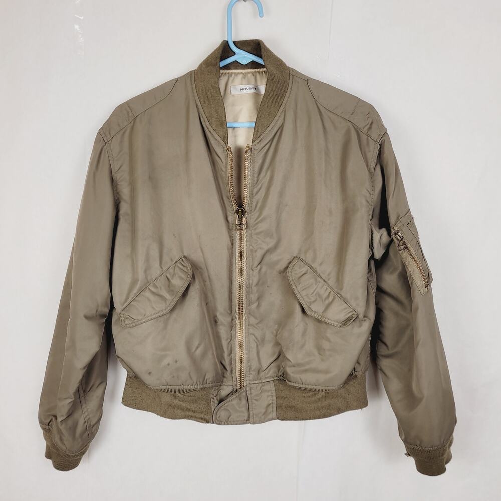 Moussy green MA-1 satin bomber jacket Size Med Utility Gorpcore Retro Minimal
